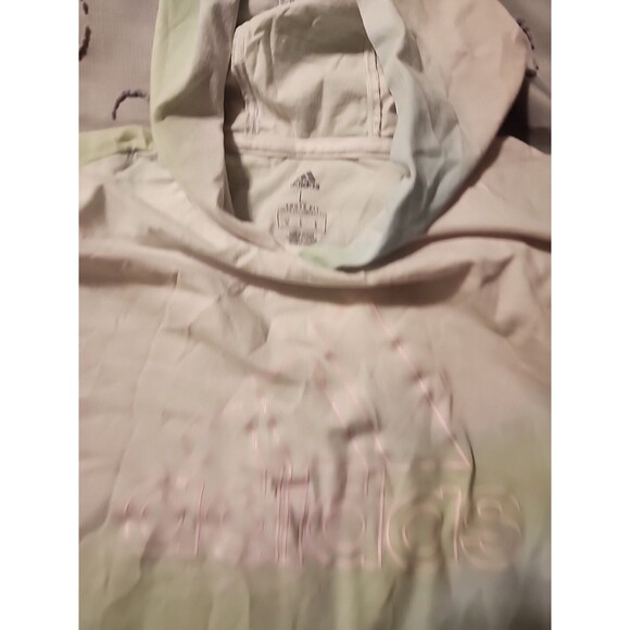 Adidas Girls Youth Large Long Sleeve Hooded Shirt Pink Green White - Picture 2 of 4